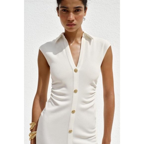 ZARA PIQUÉ SHIRT DRESS - Picture 1 of 9